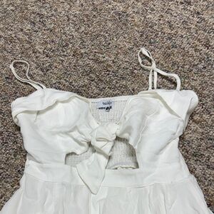 White Sleeveless Dress with Bow Detail